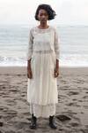 Buy_Baju_Ivory Chanderi Cotton Silk Hollis Lace Work Dress_at_Aza_Fashions