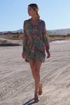 Buy_Twinkle Hanspal_Multi Color Crepe Olive Printed Short Dress_at_Aza_Fashions