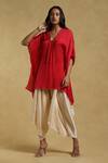 Buy_Ritu Kumar_Crimp Satin Textured Kaftan Kurta_at_Aza_Fashions