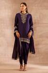 Buy_JAYANTI REDDY_Purple Silk Zardozi Embroidered Tunic Dhoti Pant Set_at_Aza_Fashions