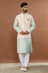 Buy_Aham-Vayam_Beige Silk Cotton Divyam Embroidered Nehru Jacket_at_Aza_Fashions
