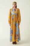 Buy_Payal Pratap_Yellow Cupro Cotton Lewoto Printed Maxi Dress_at_Aza_Fashions
