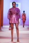Buy_Pankaj & Nidhi_Pink Sienna Embellished Bomber Jacket And Skorts Set_at_Aza_Fashions