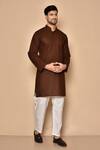 Buy_Aryavir Malhotra_Brown South Cotton Plain Kurta And Pajama Set_at_Aza_Fashions
