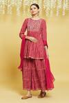 Buy_Samyukta Singhania_Red Bandhani Print Kurta Gharara Set_at_Aza_Fashions