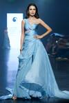 Buy_Saisha Shinde_Blue Silk One Shoulder Ruched Gown_at_Aza_Fashions