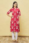 Buy_Samyukta Singhania_Maroon Rayon Floral Print Kurta_at_Aza_Fashions
