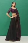 Buy_Samyukta Singhania_Black Georgette Bandhani Print Blouse Lehenga Set_at_Aza_Fashions