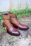 Buy_Oblum_Brown Argetenian Full Grain Crust - Leather Handcrafted Balmoral Boots_at_Aza_Fashions
