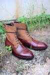 Shop_Oblum_Brown Argetenian Full Grain Crust - Leather Handcrafted Balmoral Boots_at_Aza_Fashions