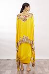 Shop_Anamika Khanna_Yellow Kaftan Kurta And Draped Skirt Set_at_Aza_Fashions