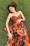 Buy_Saaksha & Kinni_Multi Color Chiffon Layered Maxi Dress_at_Aza_Fashions