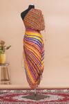 Shop_Saaksha & Kinni_Multi Color One Shoulder Pleated Dress_at_Aza_Fashions