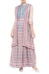 Buy_Soup by Sougat Paul_Blue Chanderi Maxi Dress With Jacket_at_Aza_Fashions