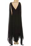 Shop_Gauri & Nainika_Black Viscose Georgette Draped Dress_at_Aza_Fashions
