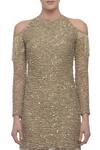 Shop_Platinoir_Gold Sequin Embroidered Dress_at_Aza_Fashions