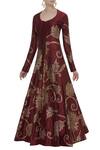 Buy_Vandana Sethi_Maroon Gota Patti Embroidered Lehenga Set_at_Aza_Fashions