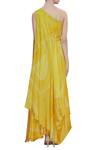 Shop_Vedika M_Yellow One Shoulder Cowl Draped Dress_at_Aza_Fashions