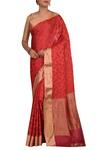 Buy_Samyukta Singhania_Orange Pure Banarasi Tussar Silk Saree_at_Aza_Fashions