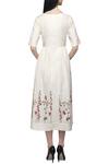 Shop_S & V Designs_Off White Dobby Cotton Embroidered Midi Dress_at_Aza_Fashions