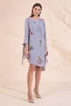Buy_Limerick by Abirr N' Nanki_Grey Double Georgette Embroidered Tunic_at_Aza_Fashions