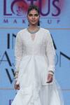 Shop_Nidhika Shekhar_White Cotton Organza Cutwork Cape_at_Aza_Fashions
