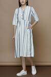 Buy_Purvi Kabra_Blue Linen Midi Dress_at_Aza_Fashions