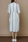 Shop_Purvi Kabra_Blue Linen Midi Dress_at_Aza_Fashions
