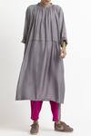 Buy_Three_Grey Cotton Silk Pleated Long Tunic_at_Aza_Fashions