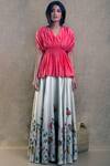 Buy_Rishi and Soujit_Coral Cotton Embroidered Skirt Set_at_Aza_Fashions