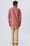 Shop_Kunal Anil Tanna_Pink Spun Silk Textured Bundi  And Kurta Set_at_Aza_Fashions