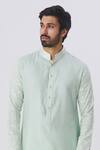 Buy_Kunal Anil Tanna_Green Spun Silk Embellished Kurta And Pant Set_at_Aza_Fashions