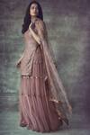 Shop_Vvani by Vani Vats_Pink Net Embroidered Kurta Gharara Set_at_Aza_Fashions