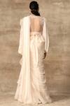 Ridhi Mehra_White Net Pre-draped Saree With Blouse_Online_at_Aza_Fashions