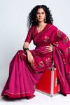 Buy_Label Earthen_Pink Handwoven Silk Printed Saree_at_Aza_Fashions