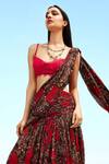 Buy_Shehlaa Khan_Red Georgette Printed Draped Saree With Blouse_at_Aza_Fashions