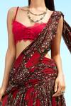 Shop_Shehlaa Khan_Red Georgette Printed Draped Saree With Blouse_at_Aza_Fashions