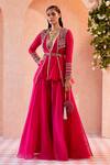 Buy_Ridhi Mehra_Pink Peplum Maelyn Jacket And Sharara Set_at_Aza_Fashions