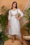 Buy_Priya Chaudhary_White Chanderi Silk Palazzo_at_Aza_Fashions