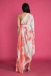 Shop_Vedika M_Peach Satin Hand Painted Draped Dress_at_Aza_Fashions
