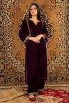 Buy_Priya Chaudhary_Purple Silk Velvet Kurta And Pant Set_at_Aza_Fashions