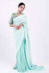 Buy_Komal Shah_Green Pleated Saree With Patola Print Blouse_at_Aza_Fashions