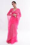 Buy_Komal Shah_Pink Organza Rani Chand Saree With Blouse_at_Aza_Fashions