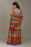 Shop_Payal Jain_Multi Color Cotton Silk Stripe Print Skirt_at_Aza_Fashions