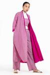 Shop_Three_Pink Handwoven Cotton Reversible Checkered Jacket_at_Aza_Fashions