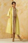 Buy_Kanelle_Yellow Chanderi Silk Reversible Cape_at_Aza_Fashions
