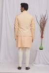 Shop_Ekam By Manish_Peach Semi Silk Moonga Floral Print Bundi And Kurta Set_at_Aza_Fashions