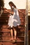 Shop_TheRealB_White Cotton Sweet William Scalloped Dress_at_Aza_Fashions