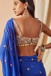 Shop_Tamanna Punjabi Kapoor_Blue Georgette Mirror Embroidered Ruffle Saree With Blouse_at_Aza_Fashions