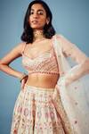 Shop_Tamanna Punjabi Kapoor_White Chanderi Resham Embroidered Lehenga Set_at_Aza_Fashions